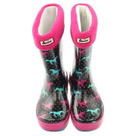 American Club Chaussettes galoches + insert chevaux américains le noir vert rose 4