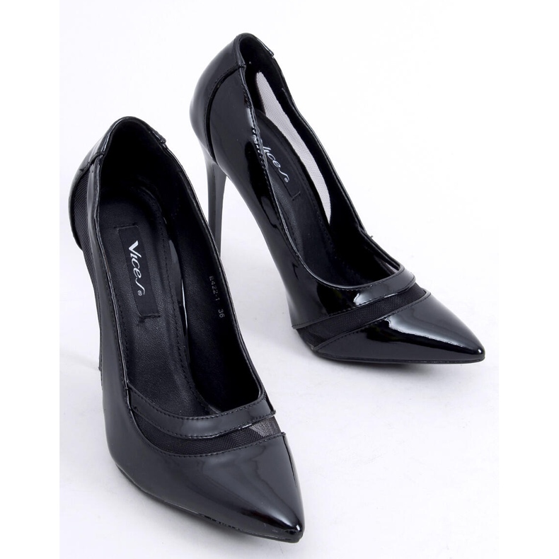 Escarpins sur épingle avec mesh E422 Noir 1