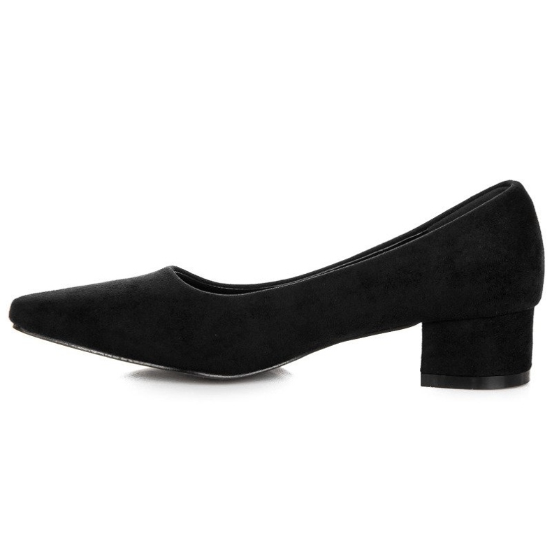 Best Shoes Escarpins en daim à petits talons noir 1