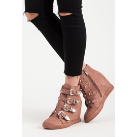 Bestelle Baskets en daim à boucles rose 1