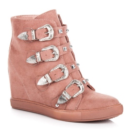 Bestelle Baskets en daim à boucles rose 3