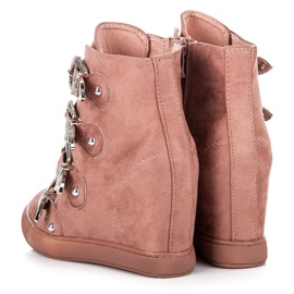 Bestelle Baskets en daim à boucles rose 2