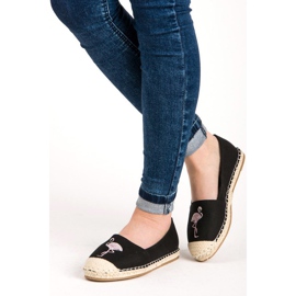 Bestelle Espadrilles noires avec un flamant rose le noir 2