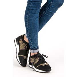 Chaussures de sport à enfiler noir brun vert 1