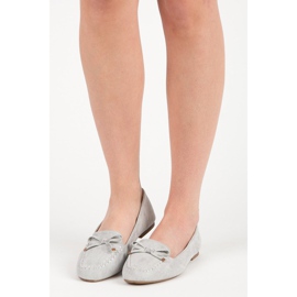 Small Swan Mocassins En Daim Avec Nœud gris 6