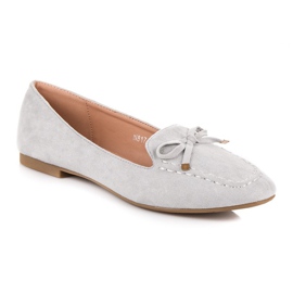 Small Swan Mocassins En Daim Avec Nœud gris 2