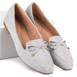 Small Swan Mocassins En Daim Avec Nœud gris 5