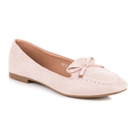 Small Swan Mocassins en daim à nœud rose 5