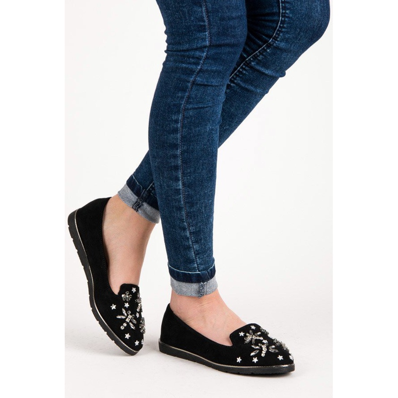 Fama Lords en daim avec des embellissements le noir 2