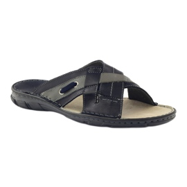 Chaussons homme en cuir Naszbut 055, bleu marine 1
