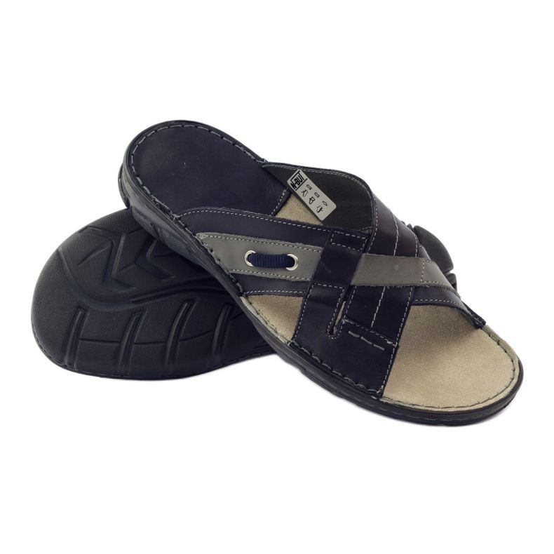 Chaussons homme en cuir Naszbut 055, bleu marine 3