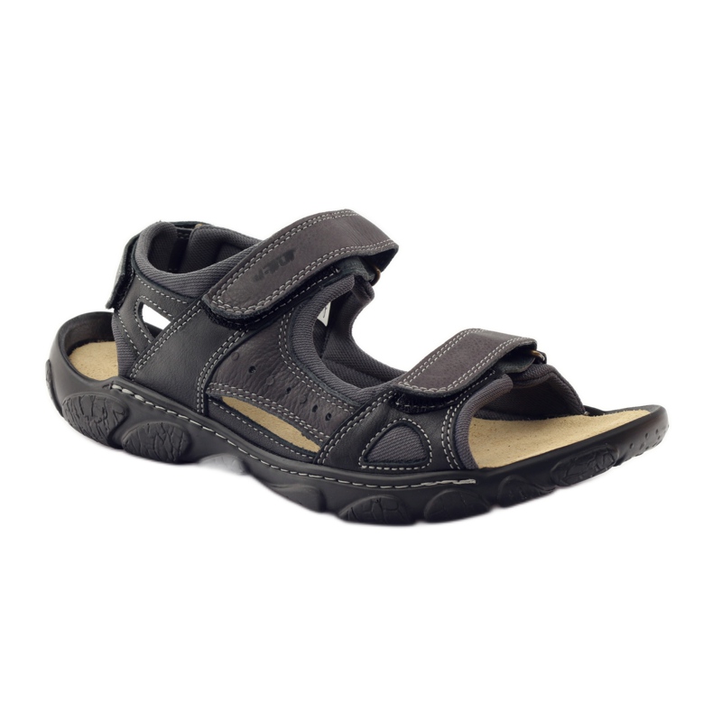 Sandales en cuir velcro Naszbut 043 noir gris 1