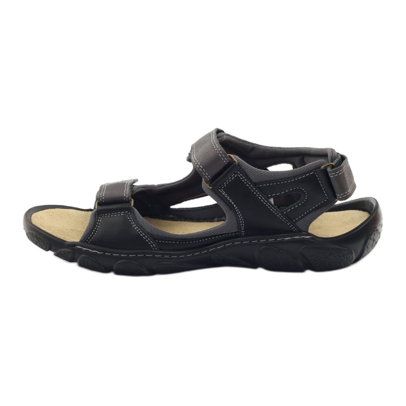 Sandales en cuir velcro Naszbut 043 noir gris 2
