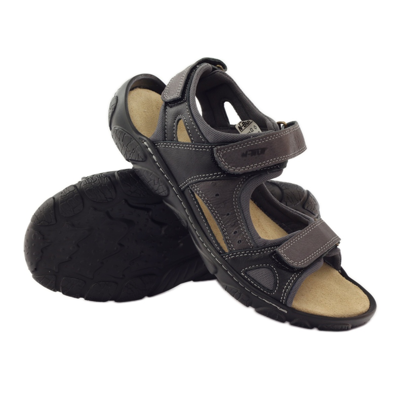 Sandales en cuir velcro Naszbut 043 noir gris 3
