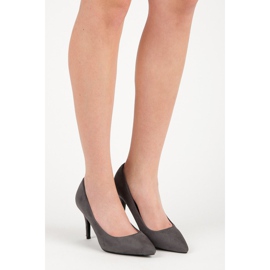 Milaya Escarpins en daim gris 2