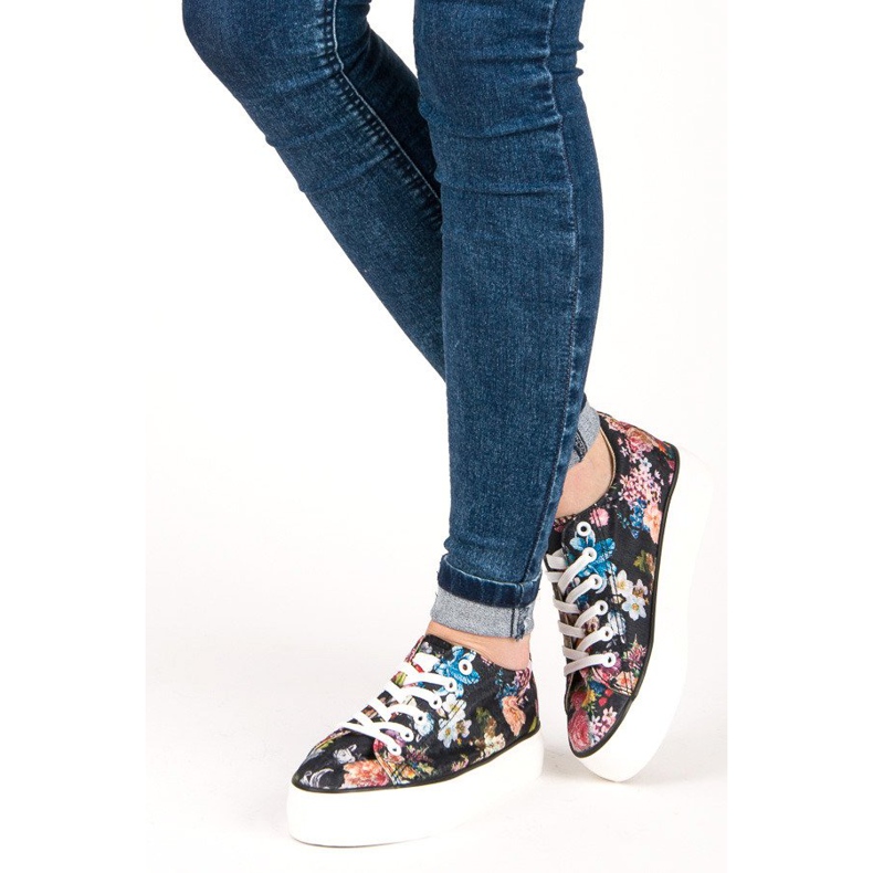 Yes Mile Baskets nouées à fleurs multicolore 2