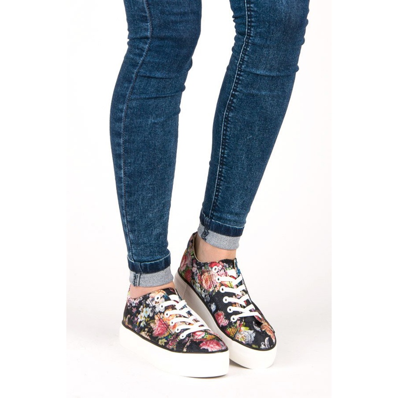 Yes Mile Baskets nouées à fleurs multicolore 1