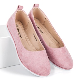 Ballerines en daim avec perles de vinceza rose 4