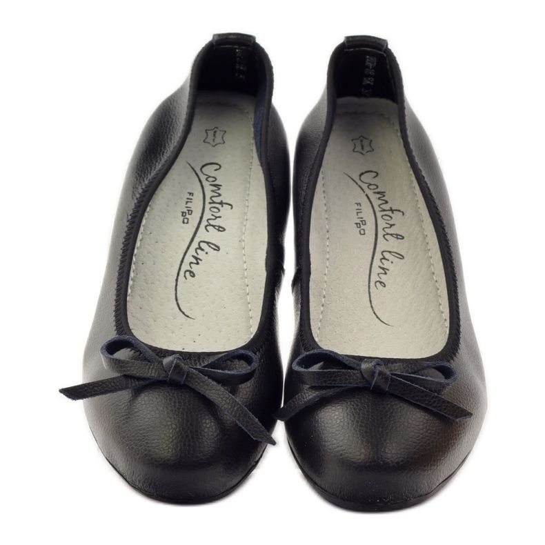 Ballerines en cuir à nœud Filippo 038 noir 4