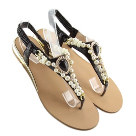 Sandales à perles noires D580 noir 2