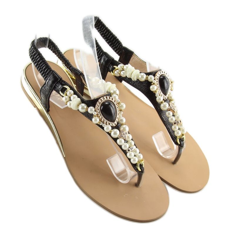 Sandales à perles noires D580 noir 2