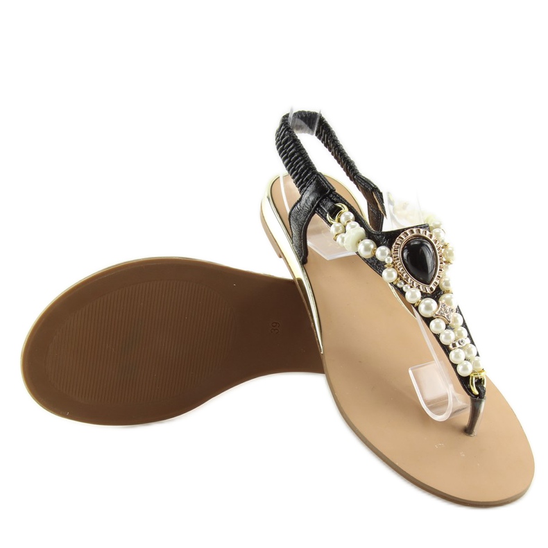 Sandales à perles noires D580 noir 1