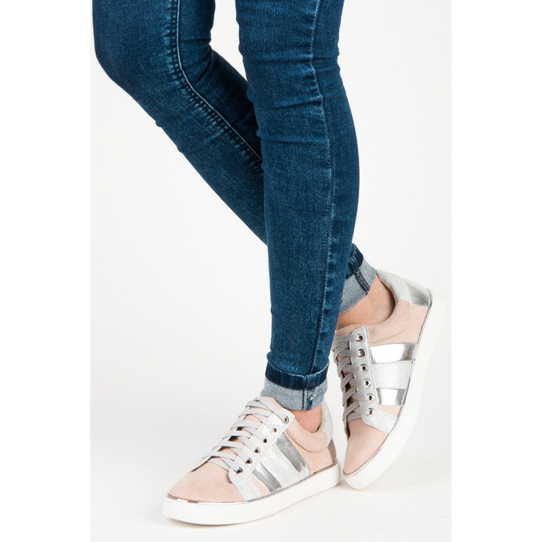 Kylie Baskets à la mode attachées rose gris 2 Kylie Baskets à la mode attachées rose gris 2