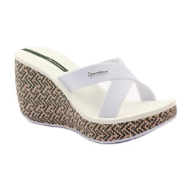 Chaussons compensés femme Ipanema 82288 blanc brun vert 1
