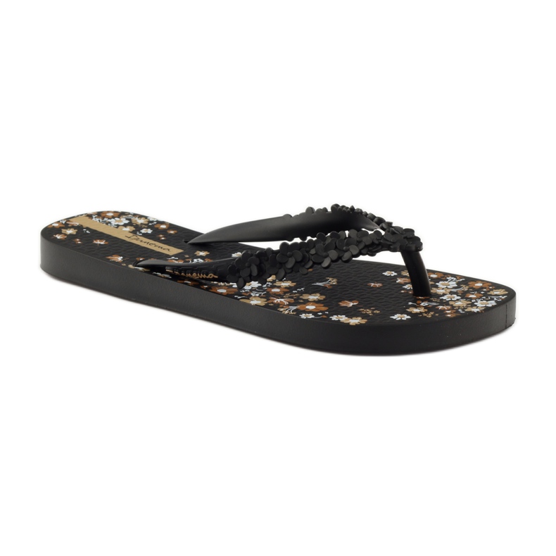 Ipanema 82397 pantoufles pour femmes à fleurs le noir brun 1
