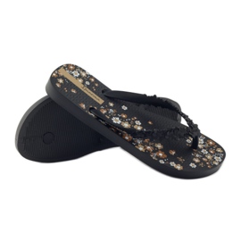 Ipanema 82397 pantoufles pour femmes à fleurs le noir brun 3