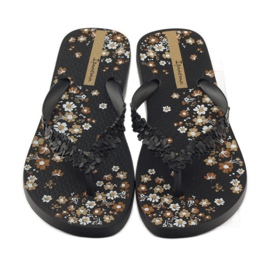 Ipanema 82397 pantoufles pour femmes à fleurs noir brun 4
