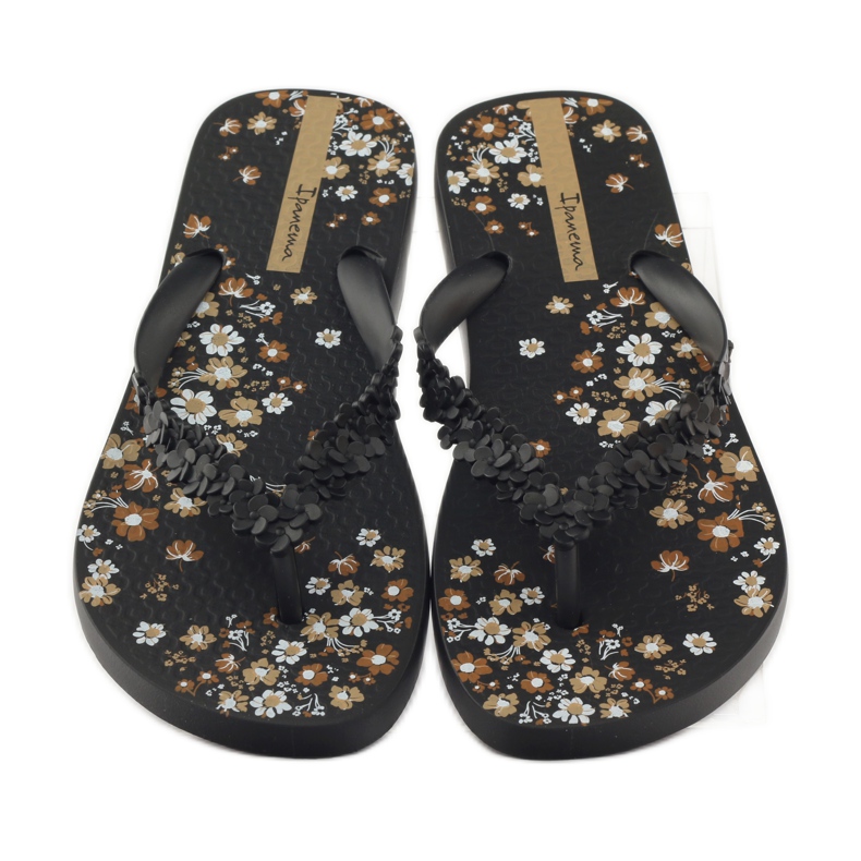 Ipanema 82397 pantoufles pour femmes à fleurs le noir brun 4