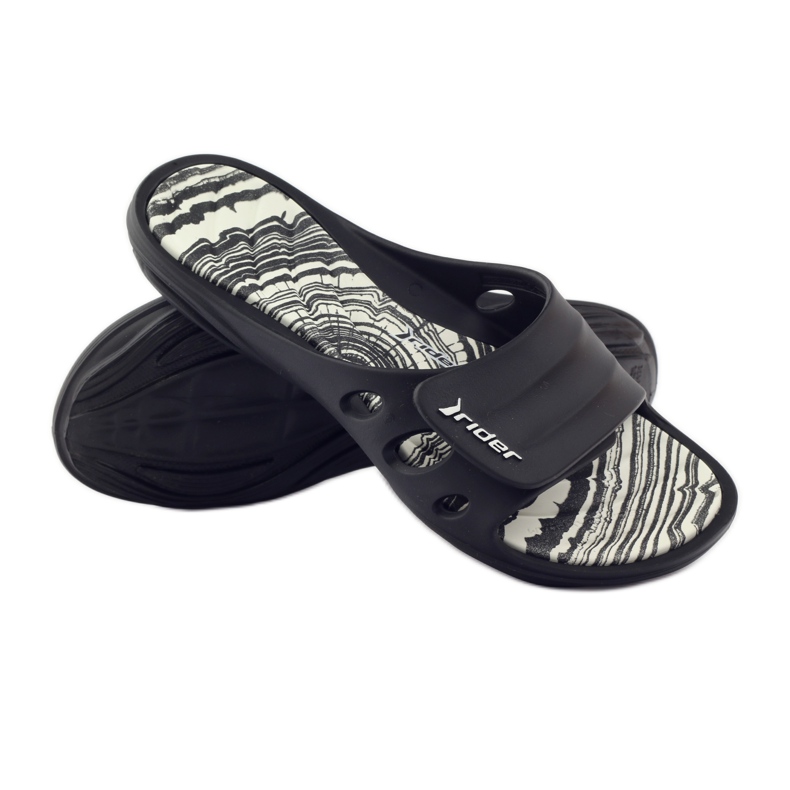 Rider 82213 chaussons de piscine velcro noir blanc 3