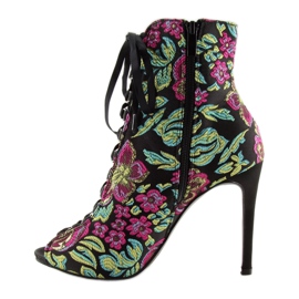 Bottines orientales à lacets NOIR / FUSHIA jaune vert violet le noir 3