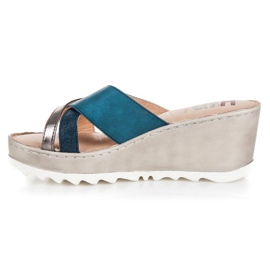 Kylie Pantoufles compensées bleu 2
