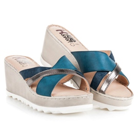 Kylie Pantoufles compensées bleu 3