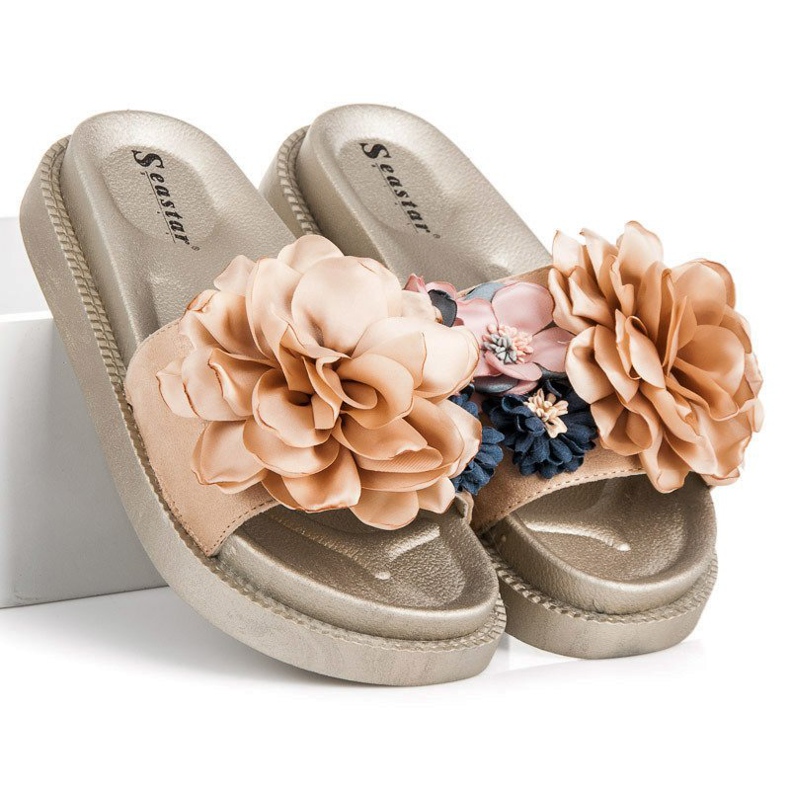 Seastar Chaussons femme Fleurs jaune 1