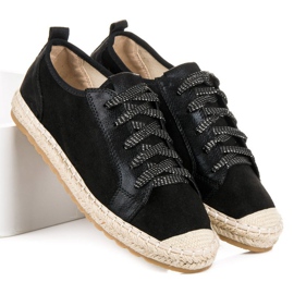 Seastar Espadrilles en daim à lacets noir 2