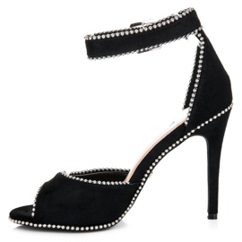 Seastar Sandales en daim sur un talon haut le noir 1