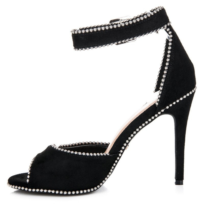 Seastar Sandales en daim sur un talon haut le noir 1 Seastar Sandales en daim sur un talon haut le noir 1