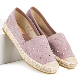 Coura Espadrilles en daim matelassé violet 4