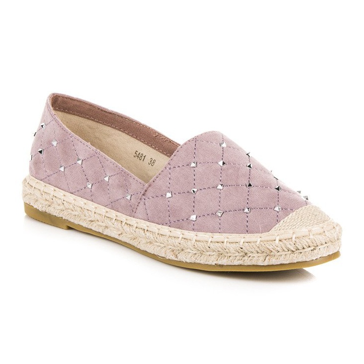 Coura Espadrilles en daim matelassé violet 1