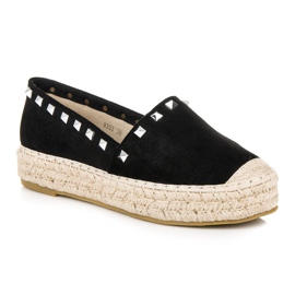 Coura Espadrilles en daim sur la plateforme le noir 1