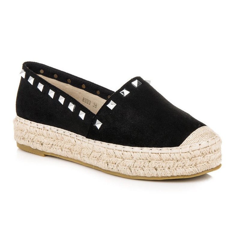 Coura Espadrilles en daim sur la plateforme noir 1