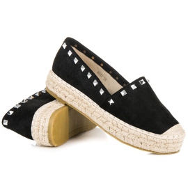 Coura Espadrilles en daim sur la plateforme le noir 3