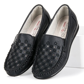 Hasby Mocassins noirs ajourés le noir 1