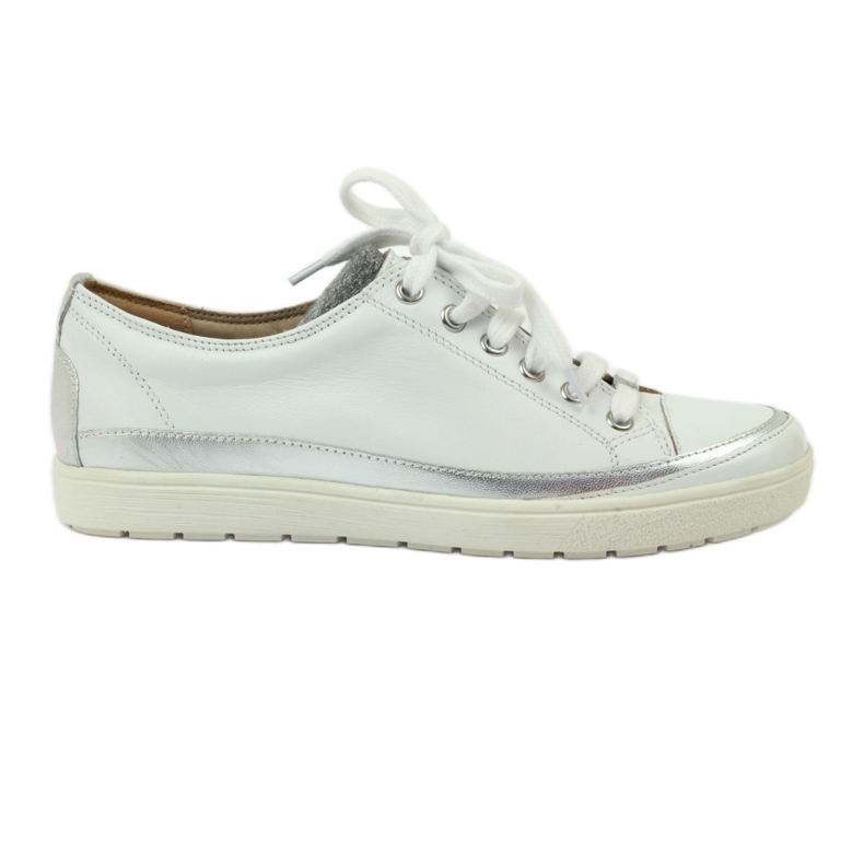 Baskets sport femme Caprice 23654 cuir blanc et argent blanche gris 1