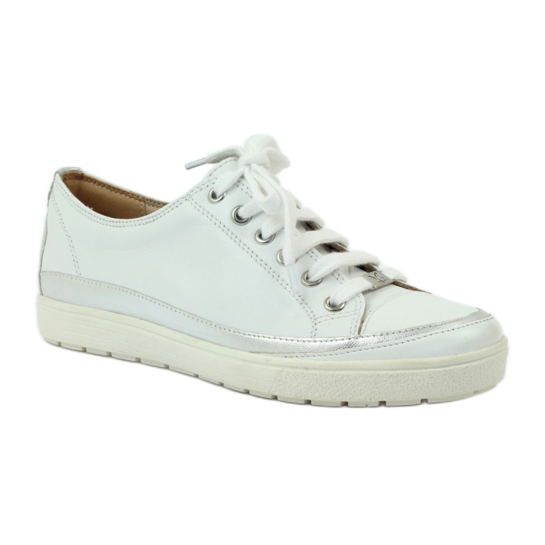 Baskets sport femme Caprice 23654 cuir blanc et argent blanche gris 2