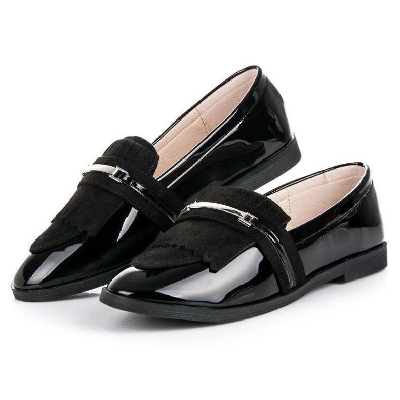 Ideal Shoes Mocassins laqués noirs 2