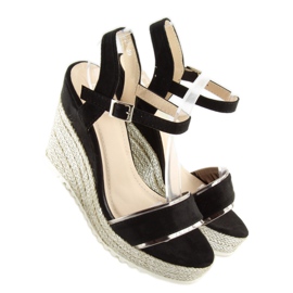 Sandales noires espadrilles à semelles compensées noires 6823 Black le noir 2